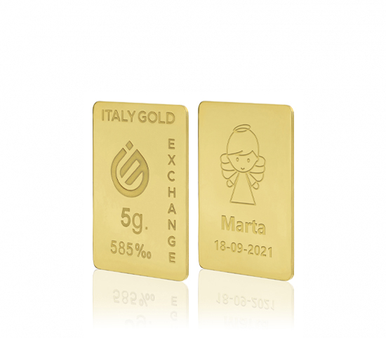 Lingot Or cadeau pour Baptême 14 ct de 5 g.  Italy Gold Exchange